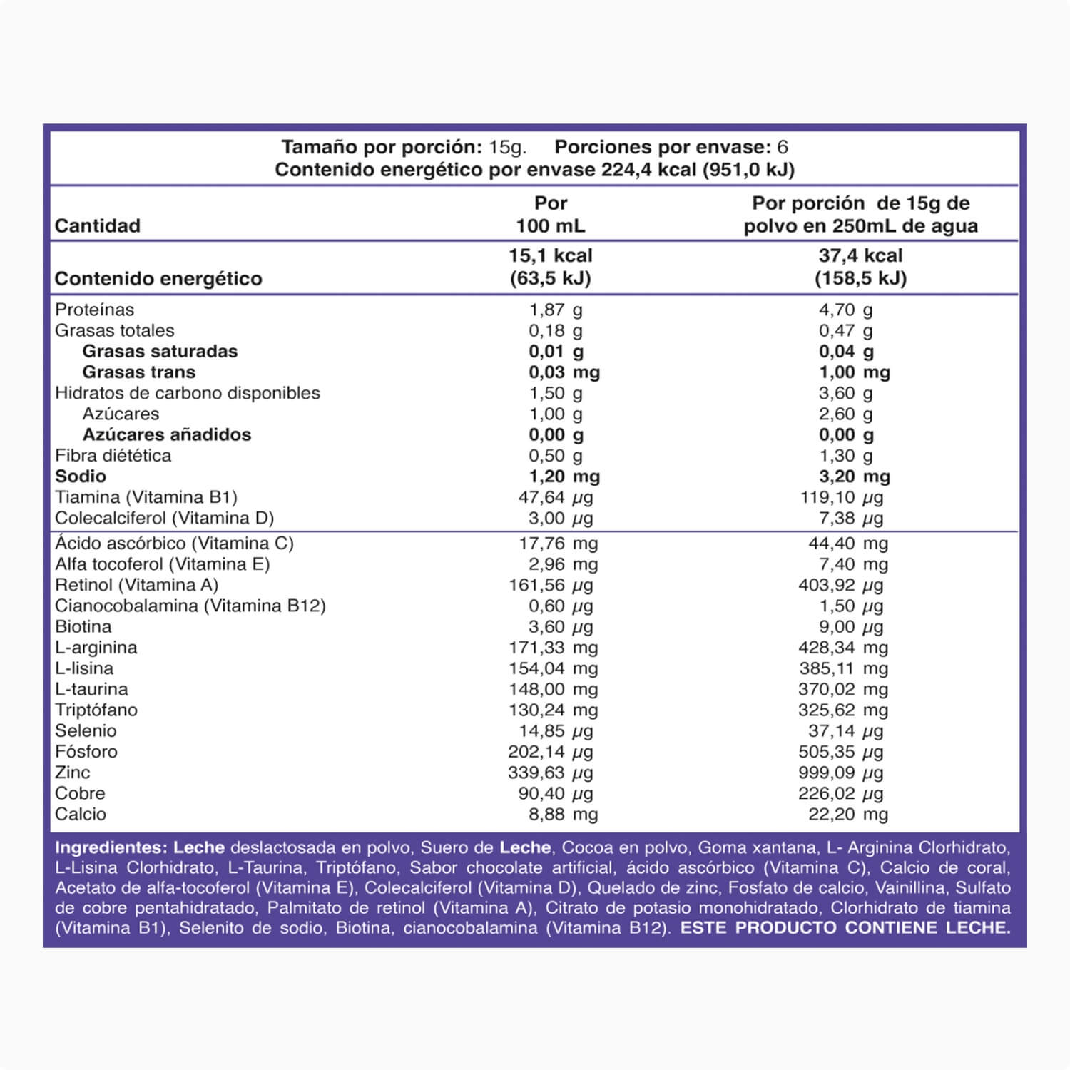 Alimento en polvo para preparar bebida sabor chocolate 450 G - Imagen 3