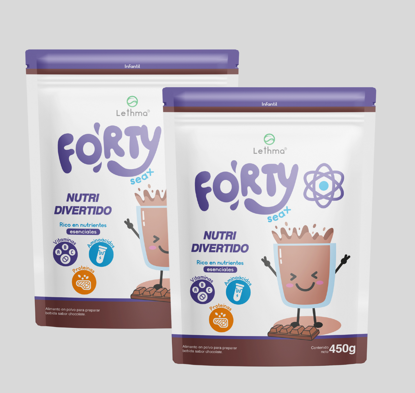 Duo Pack - Alimento en polvo para preparar bebida sabor chocolate 450 G c/u